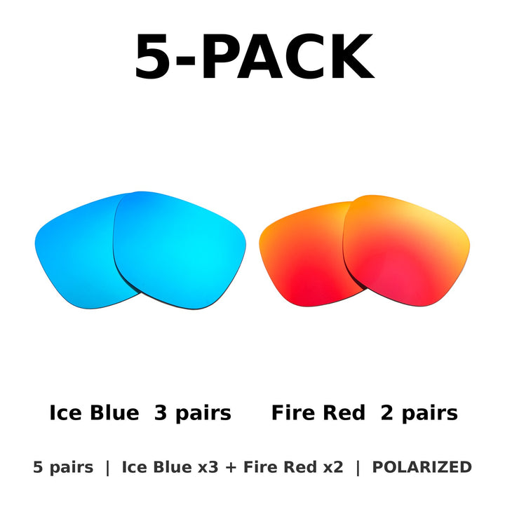 5-Pack Polarized: Ice Blue x3 + Fire Red x2