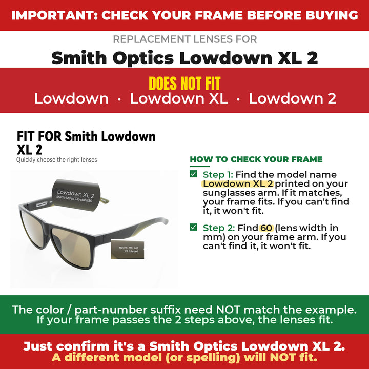 Verify your Smith Optics Lowdown XL 2 frame