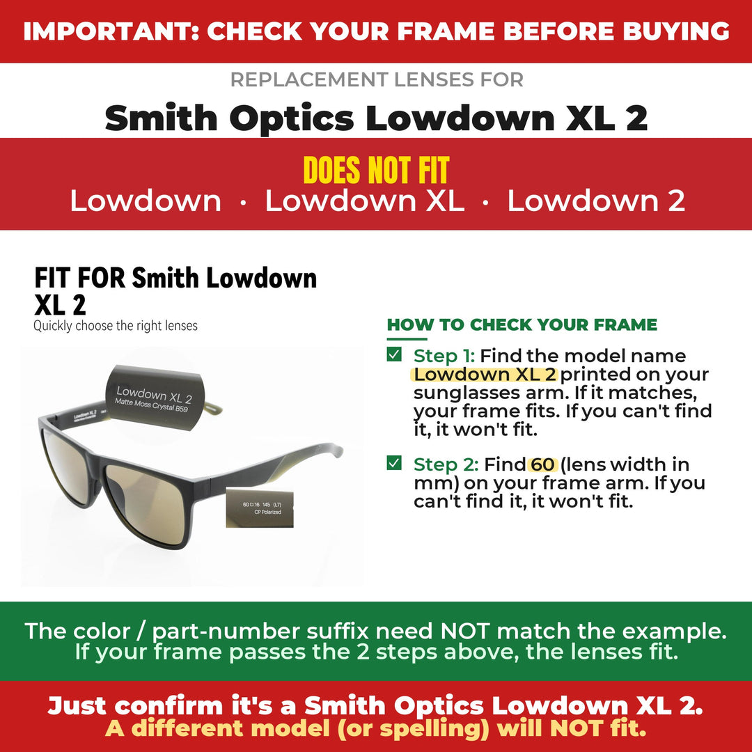 Verify your Smith Optics Lowdown XL 2 frame