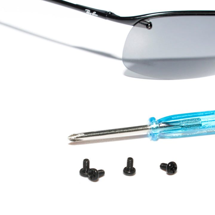 Walleva Replacement Screws and Screwdriver Kit for Ray-Ban RB3183 (63mm)