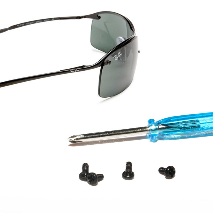 Walleva Replacement Screws and Screwdriver Kit for Ray-Ban RB3183 (63mm)