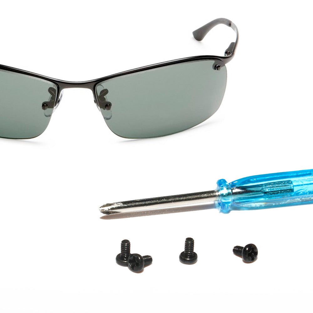 Walleva Replacement Screws and Screwdriver Kit for Ray-Ban RB3183 (63mm)