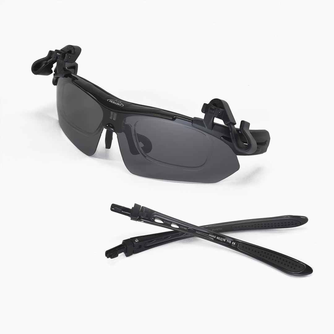 Walleva WSG001 Polarized Sunglasses — Rx-Ready with Hat Clip — Black