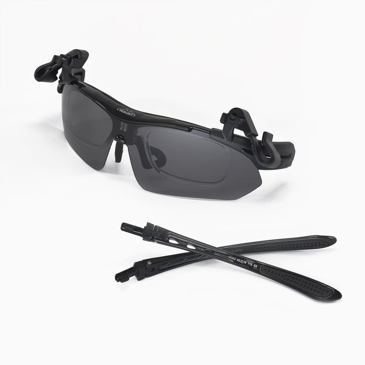 Walleva WSG001 Polarized Sunglasses — Rx-Ready with Hat Clip — Black