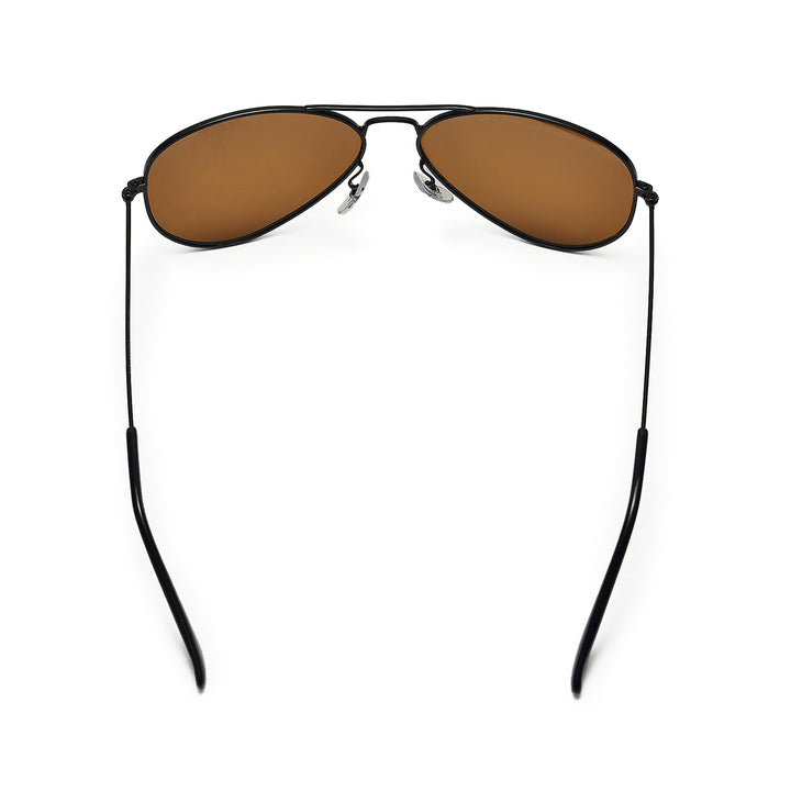 Walleva Pilo Polarized Sunglasses — Aluminum Alloy Frame — Black Frame / Brown Polarized