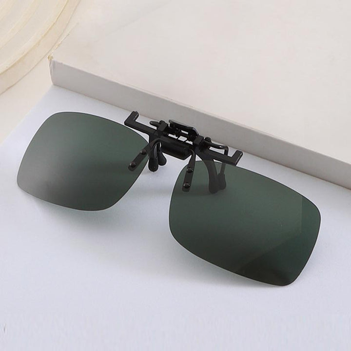 Walleva Polarized Clip-On Flip-Up Sunglasses — Dark Green