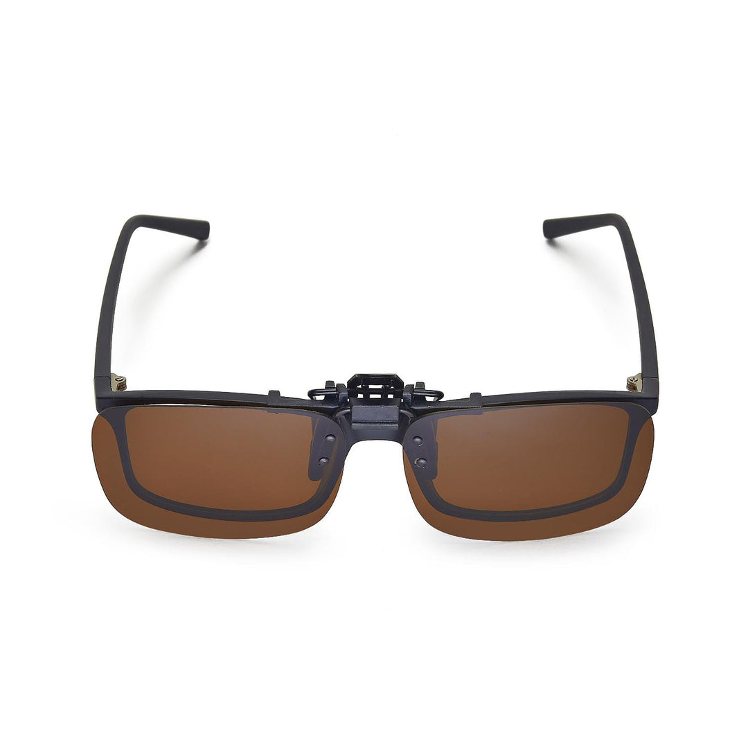 Walleva Polarized Clip-On Flip-Up Sunglasses — Brown