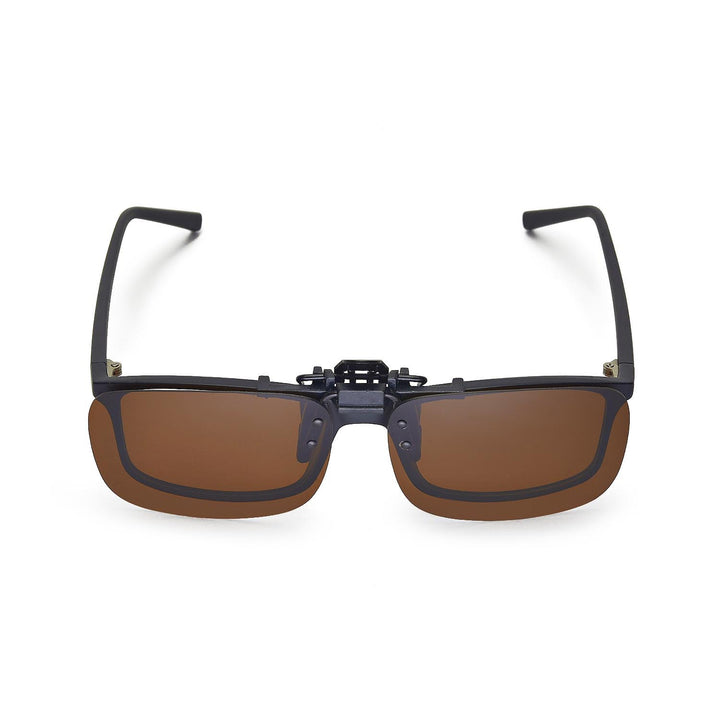 Walleva Polarized Clip-On Flip-Up Sunglasses — Brown