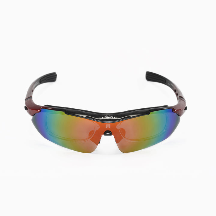 Walleva WSG001 Polarized Sunglasses — Rx-Ready with Hat Clip — Fire Red