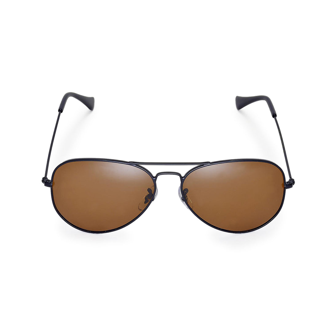 Walleva Pilo Polarized Sunglasses — Aluminum Alloy Frame — Black Frame / Brown Polarized