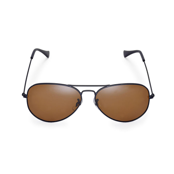Walleva Pilo Polarized Sunglasses — Aluminum Alloy Frame — Black Frame / Brown Polarized