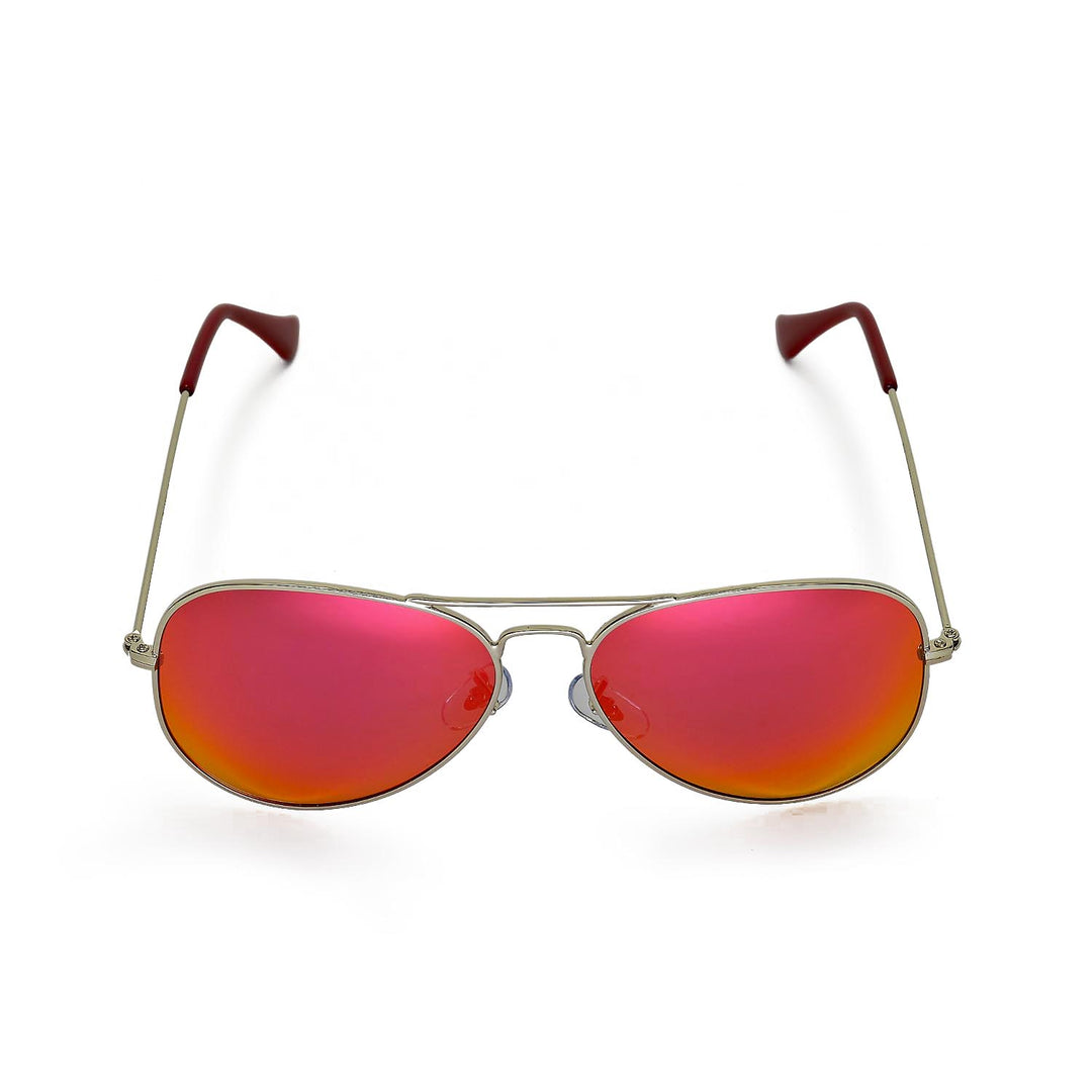 Walleva Pilo Polarized Sunglasses — Aluminum Alloy Frame — Titanium Frame / Fire Red Mirror