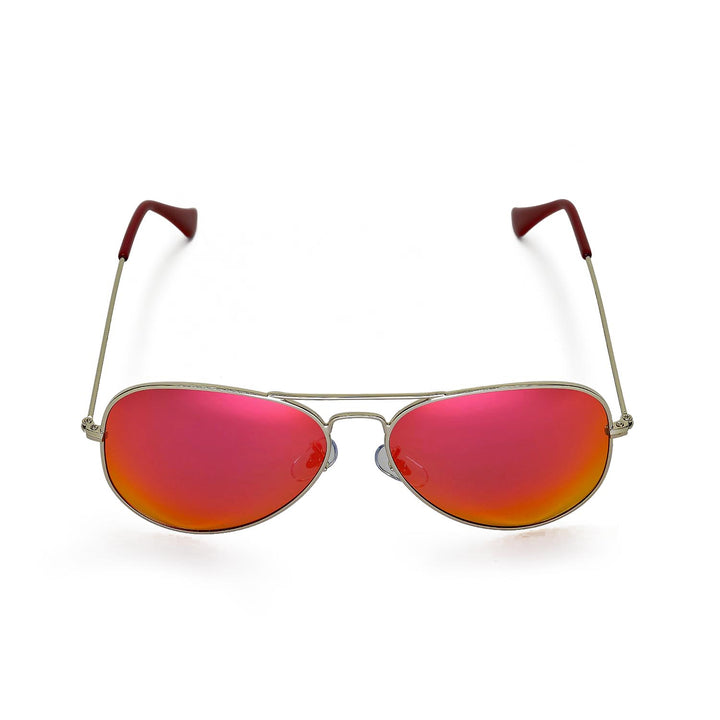 Walleva Pilo Polarized Sunglasses — Aluminum Alloy Frame — Titanium Frame / Fire Red Mirror