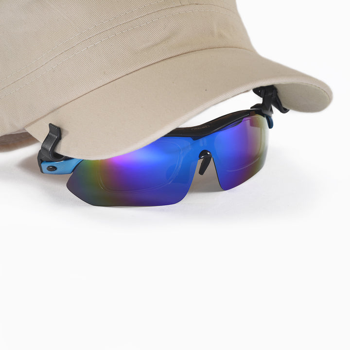 Walleva WSG001 Polarized Sunglasses — Rx-Ready with Hat Clip — Ice Blue