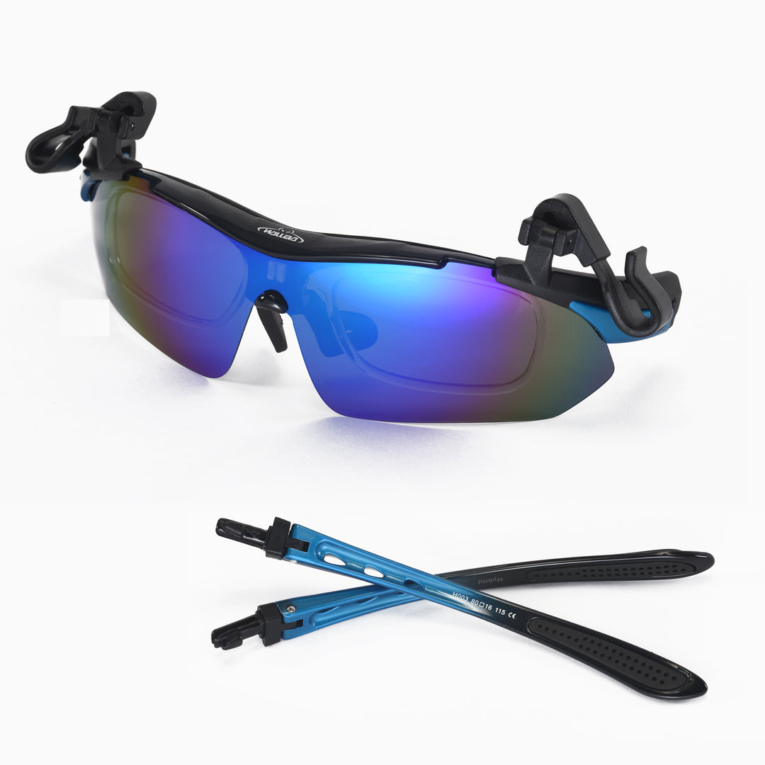 Walleva WSG001 Polarized Sunglasses — Rx-Ready with Hat Clip — Ice Blue