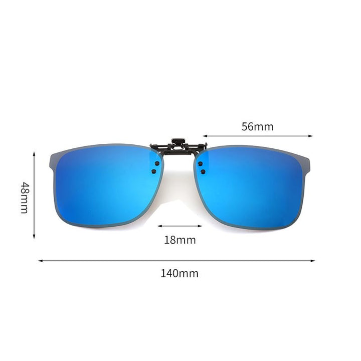 Walleva Polarized Clip-On Flip-Up Sunglasses — Blue