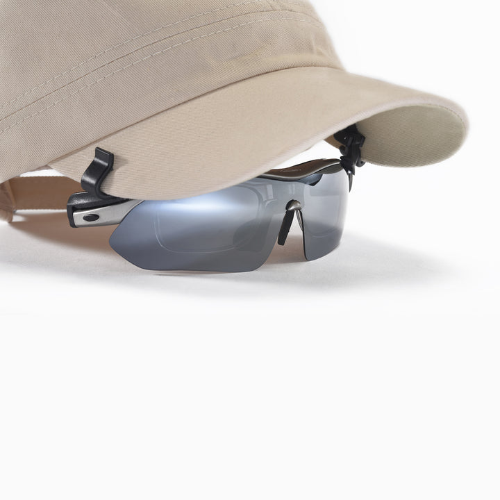 Walleva WSG001 Polarized Sunglasses — Rx-Ready with Hat Clip — Titanium