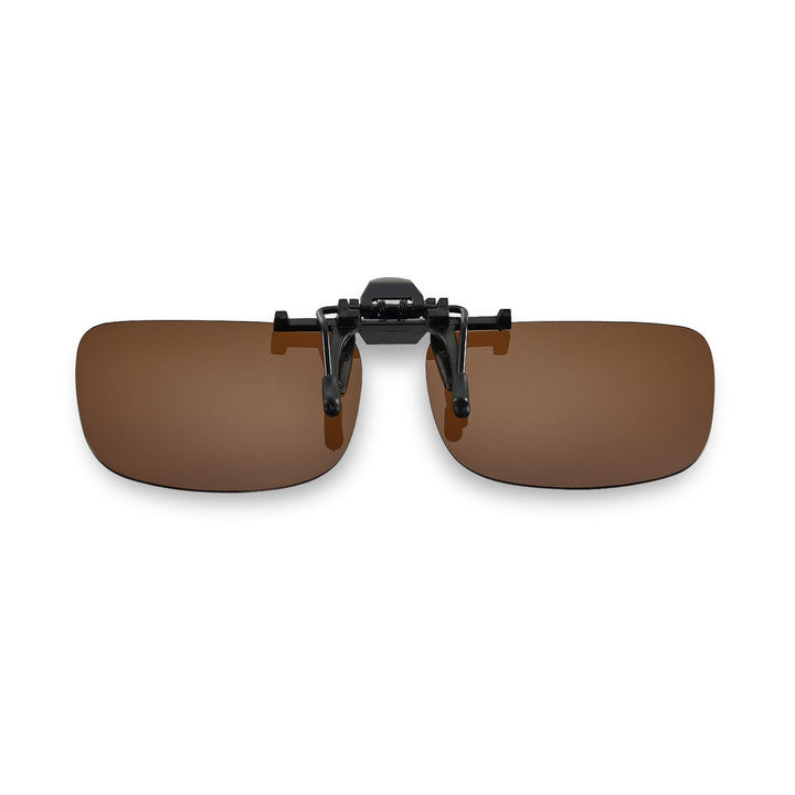 Walleva Polarized Clip-On Flip-Up Sunglasses — Brown
