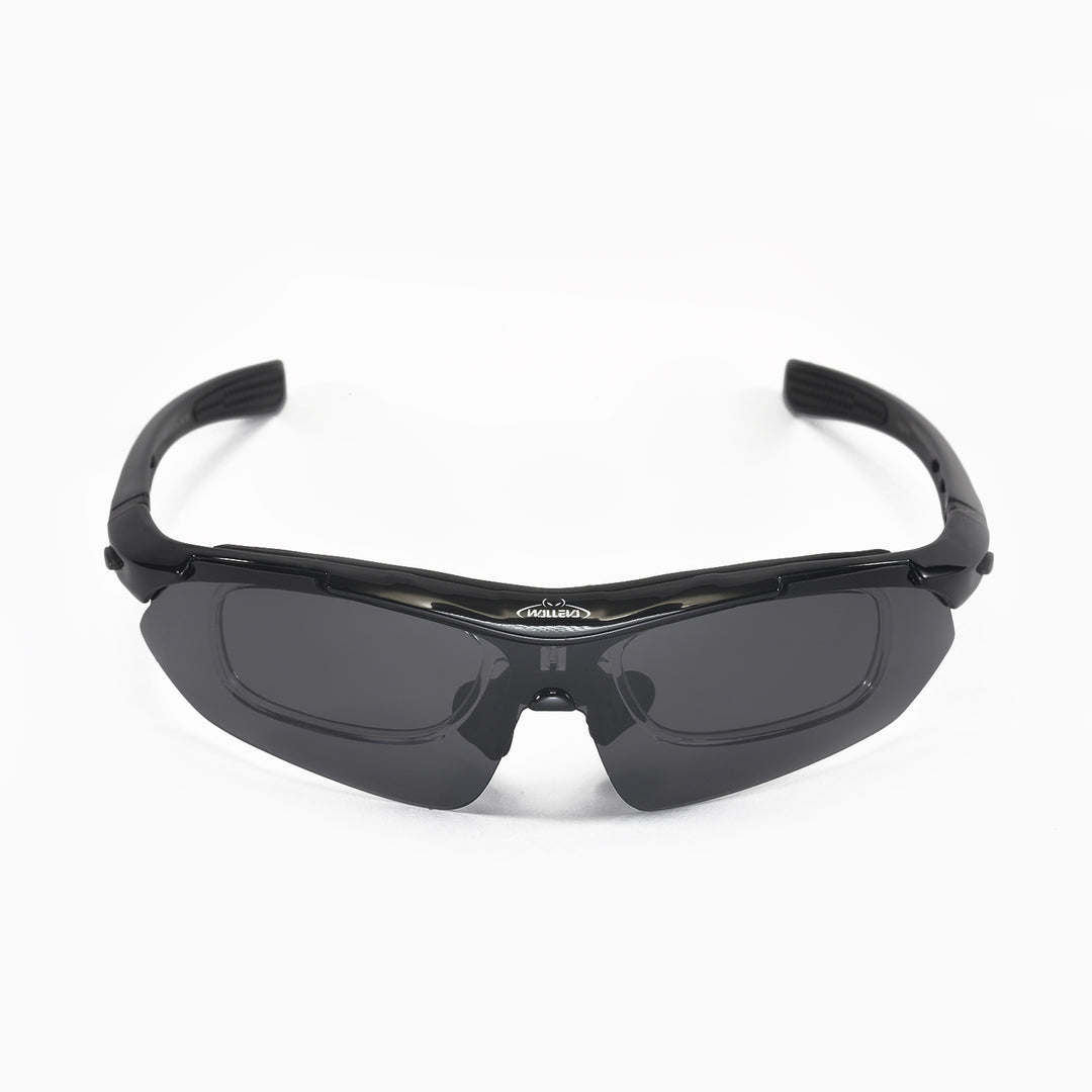 Walleva WSG001 Polarized Sunglasses — Rx-Ready with Hat Clip — Black