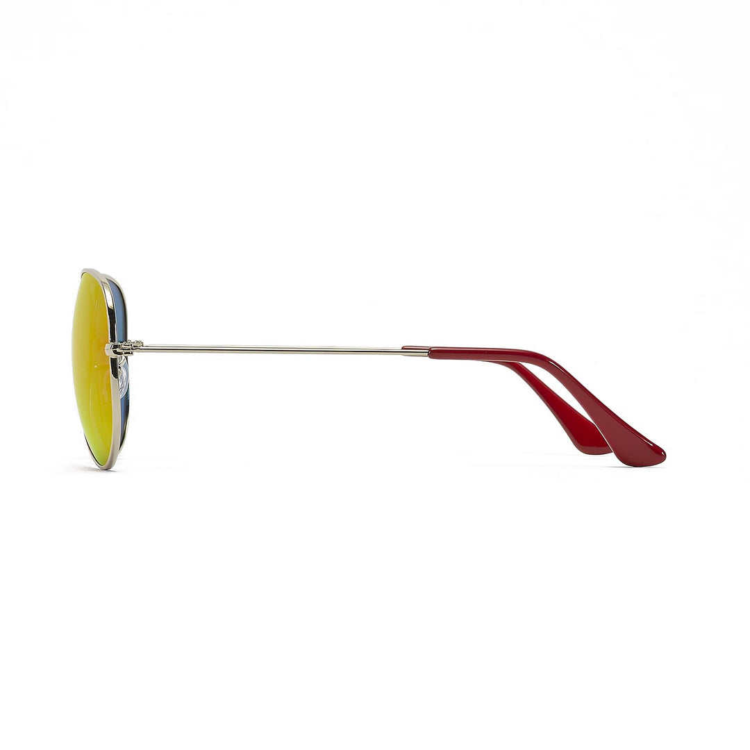 Walleva Pilo Polarized Sunglasses — Aluminum Alloy Frame — Titanium Frame / Fire Red Mirror