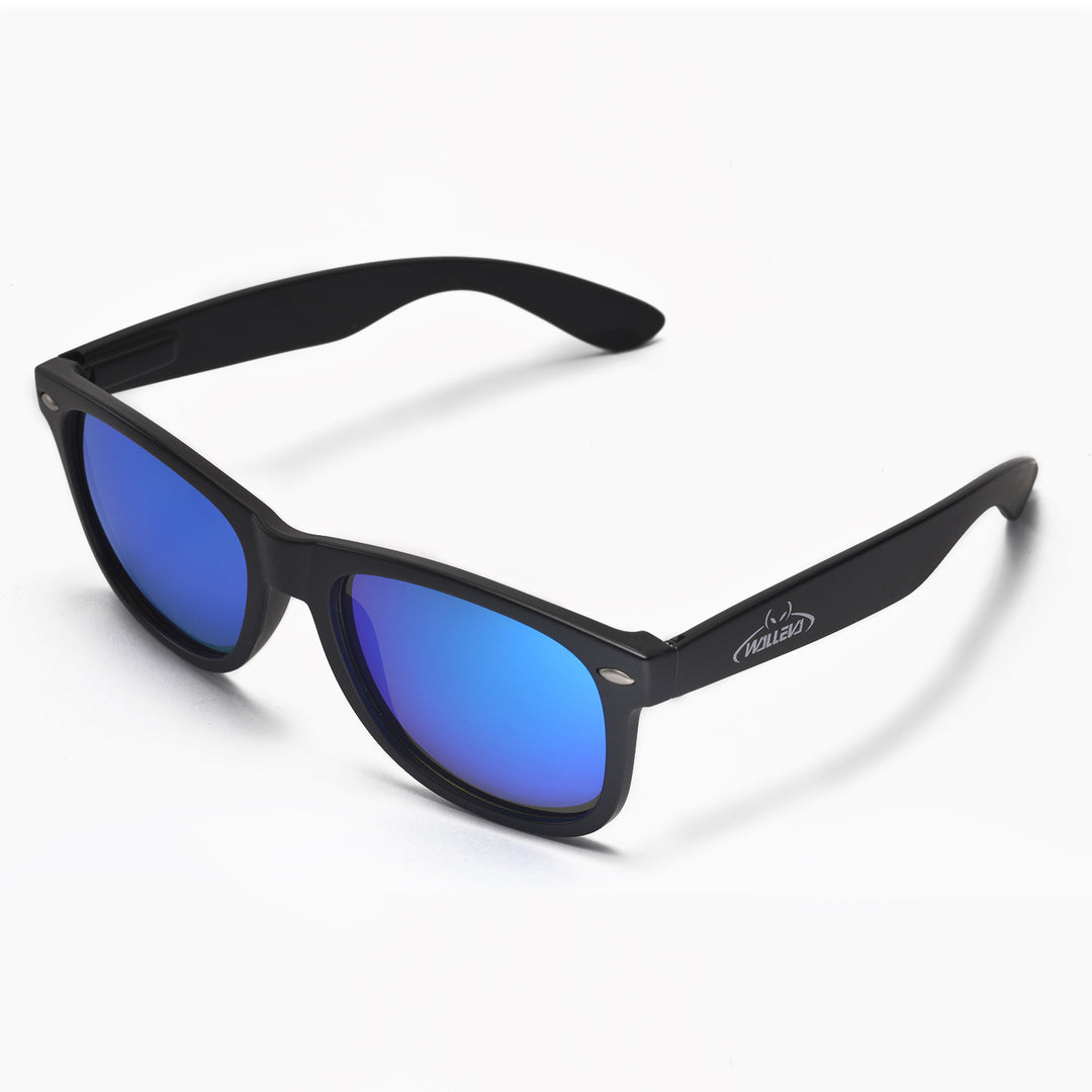 Walleva Kudo Polarized Sunglasses — Black Frame / Ice Blue
