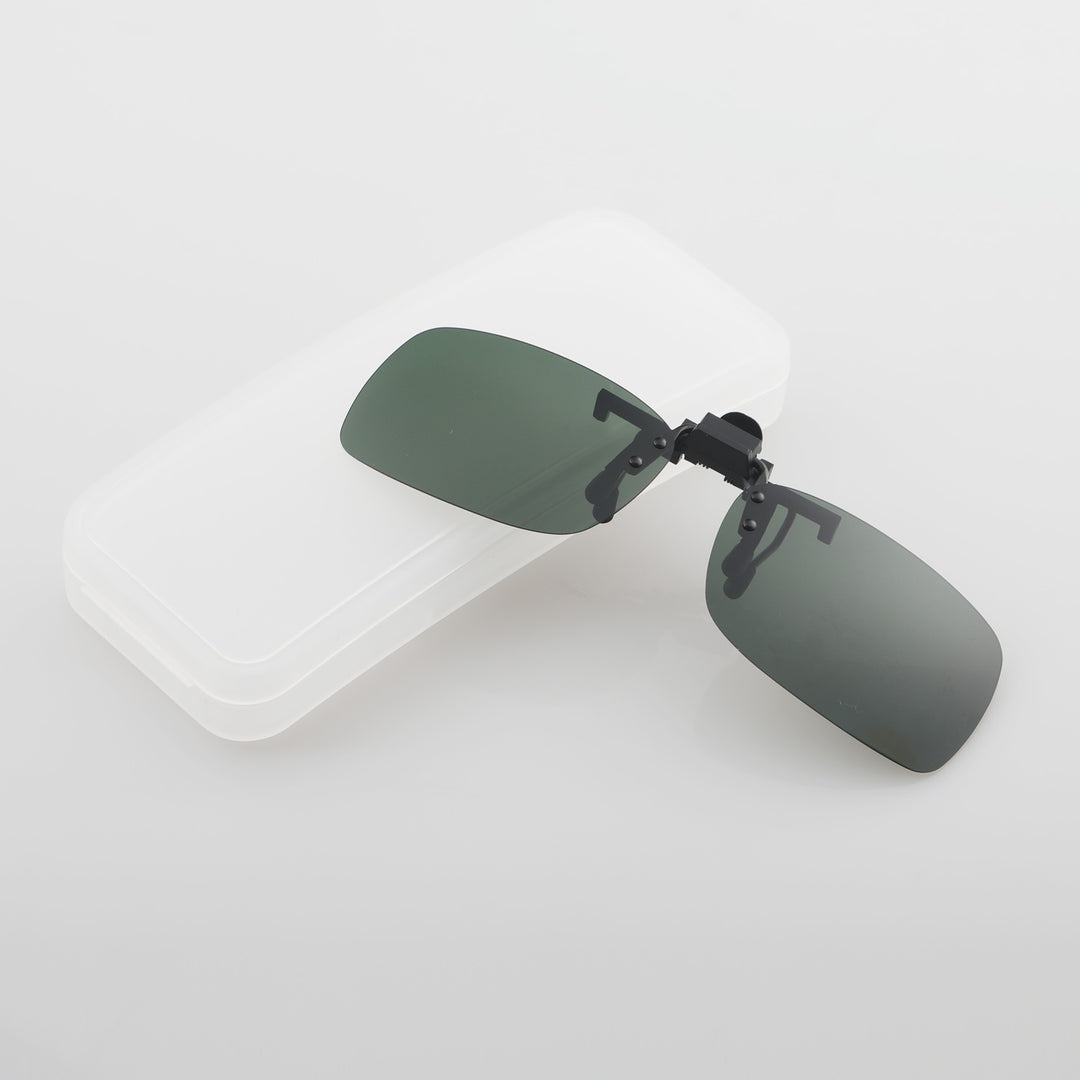 Walleva Polarized Clip-On Flip-Up Sunglasses — Dark Green