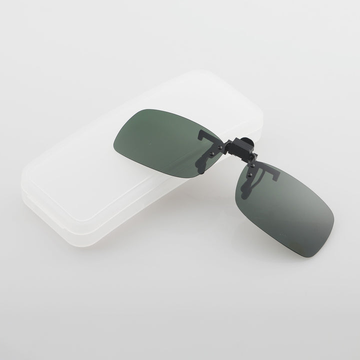 Walleva Polarized Clip-On Flip-Up Sunglasses — Dark Green