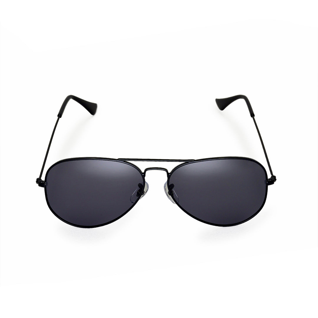 Walleva Pilo Polarized Sunglasses — Aluminum Alloy Frame — Black Frame / Black Polarized