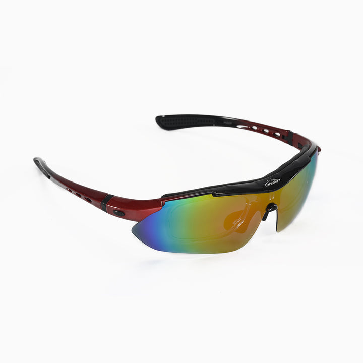 Walleva WSG001 Polarized Sunglasses — Rx-Ready with Hat Clip — Fire Red