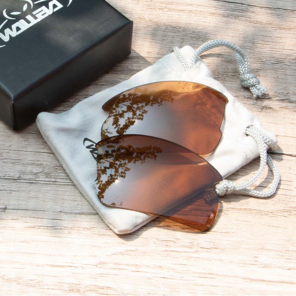 Walleva Brown Polarized Replacement Lenses for Oakley Flak Beta