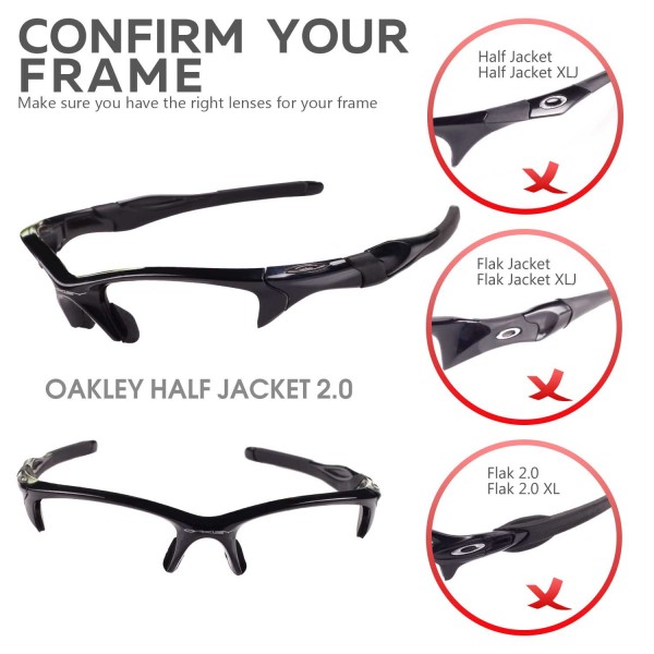 Walleva Replacement Lenses for Oakley Half Jacket  Sunglasses - Multiple  Options Available (Black Coated - Polarized)