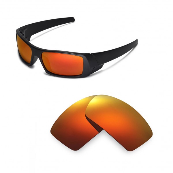 Walleva Fire Red Mirror Coated ISARC Polarized Replacement Lenses for Oakley Gascan Sunglasses