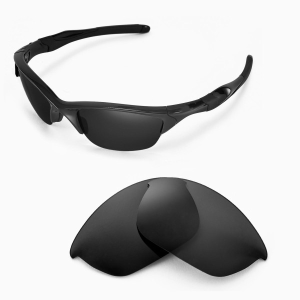 Walleva Replacement Lenses for Oakley Half Jacket  Sunglasses - Multiple  Options Available (Black Coated - Polarized)