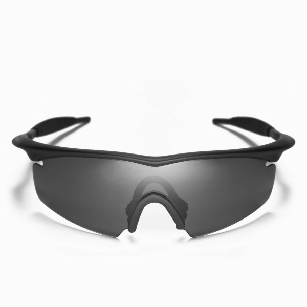 Walleva Replacement Lenses With Black Nosepad for Oakley M Frame Strike - Multiple Available (Black - Polarized)