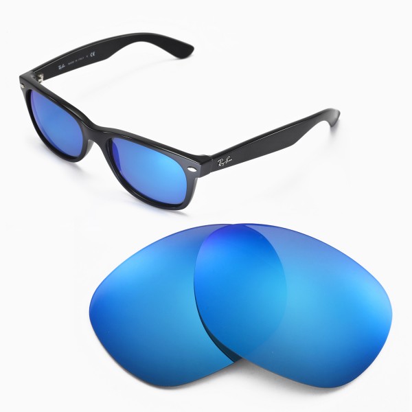 New Walleva Polarized Ice Blue Lenses For Ray Ban Wayfarer Rb2132 55mm Sunglasses