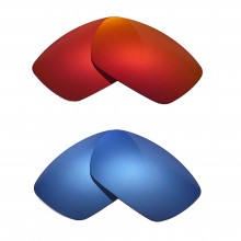 New Walleva Fire Red + Ice Blue Polarized Replacement Lenses For Oakley Tinfoil(OO4083 Series) Sunglasses