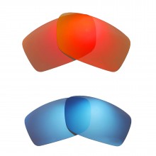 Walleva Fire Red + Ice Blue Polarized Replacement Lenses For Oakley Square Wire II (OO4075 and OO6016 Series) Sunglasses