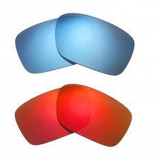 New Walleva Fire Red + Ice Blue Polarized Replacement Lenses For Oakley Det Cord(OO9253 Series) Sunglasses
