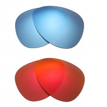 Walleva Fire Red + Ice Blue Polarized Replacement Lenses For Oakley Kickback (OO4102 Series) Sunglasses