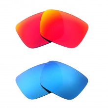 New Walleva Fire Red + Ice Blue Polarized Replacement Lenses For Spy Optic Helm Sunglasses