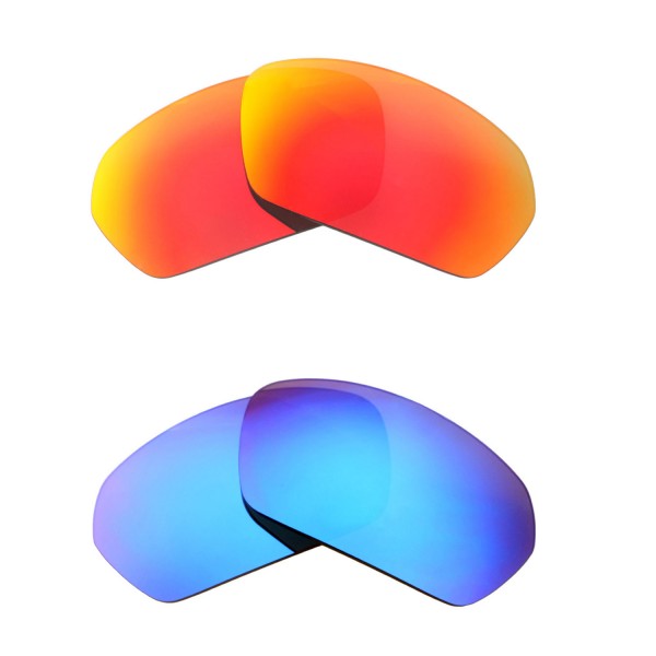 New Walleva Fire Red Ice Blue Polarized Replacement Lenses For Under Armour Battlewrap Sunglasses