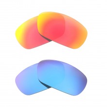 New Walleva Fire Red + Ice Blue Polarized Replacement Lenses For Maui Jim Black Coral Sunglasses