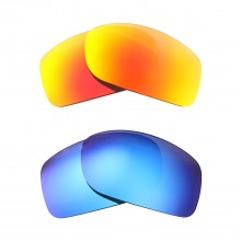 New Walleva Fire Red + Ice Blue Polarized Replacement Lenses For Maui Jim Big Wave Sunglasses