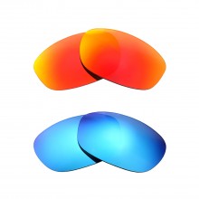 New Walleva Fire Red + Ice Blue Polarized Replacement Lenses For Ray-Ban RB4089 Balorama 62mm Sunglasses