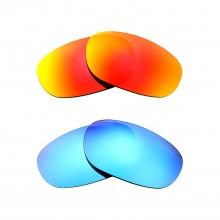 New Walleva Fire Red + Ice Blue Polarized Replacement Lenses For Ray-Ban RB2027 62mm Sunglasses