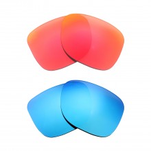 New Walleva Fire Red + Ice Blue Polarized Replacement Lenses For Ray-Ban RB4165 Justin 55mm Sunglasses