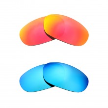 New Walleva Fire Red + Ice Blue Polarized Replacement Lenses For Ray-Ban RB4033 60mm Sunglasses