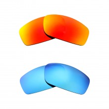 New Walleva Fire Red + Ice Blue Polarized Replacement Lenses For Ray-Ban RB3364 62mm Sunglasses