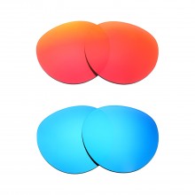 New Walleva Fire Red + Ice Blue Polarized Replacement Lenses For Ray-Ban RB3647-N 51mm Sunglasses