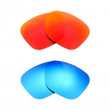 New Walleva Fire Red + Ice Blue Polarized Replacement Lenses For Ray-Ban RB3136 Caravan 55mm Sunglasses